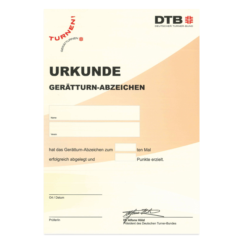 Gerätturn-Abzeichen - Urkunde - Weiß
