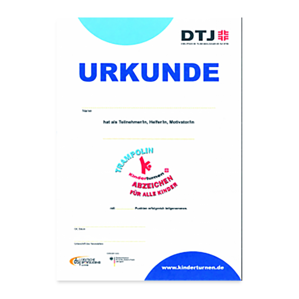 Urkunde Trampolin-Abzeichen Kinder (10er Set) - Weiß