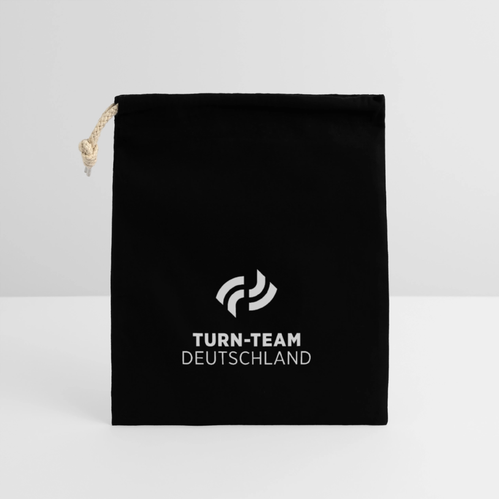 Verschließbarer Geschenkbeutel aus Baumwolle (25x30cm) - Schwarz