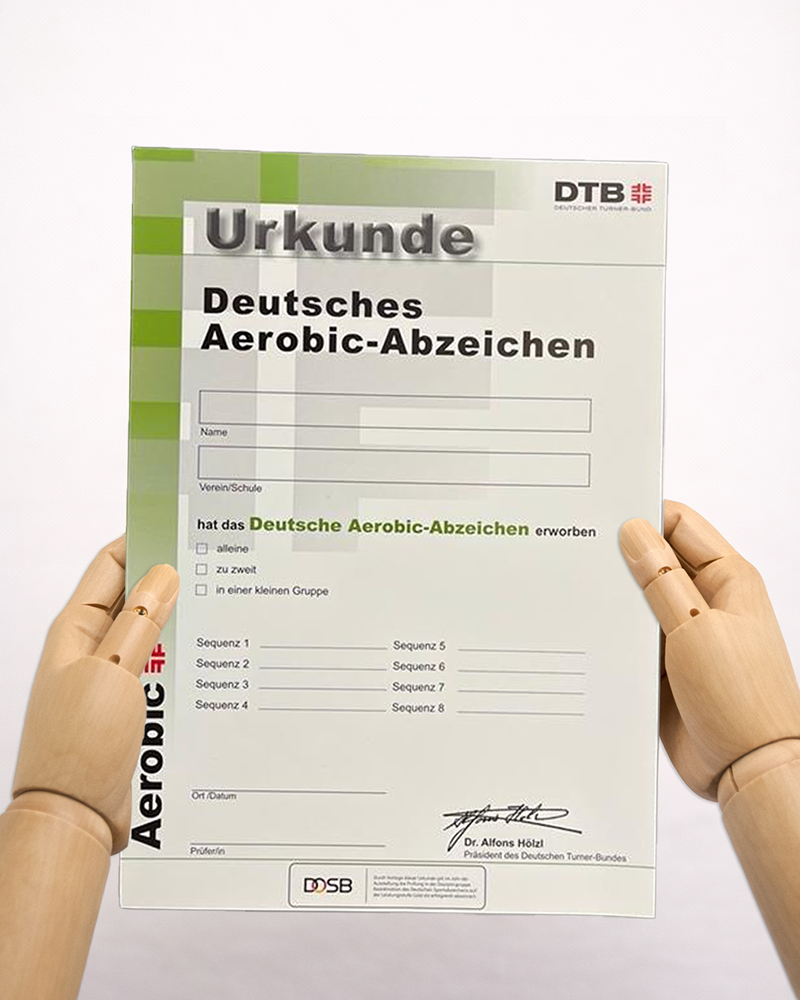 Areobic badge certificate plus test card