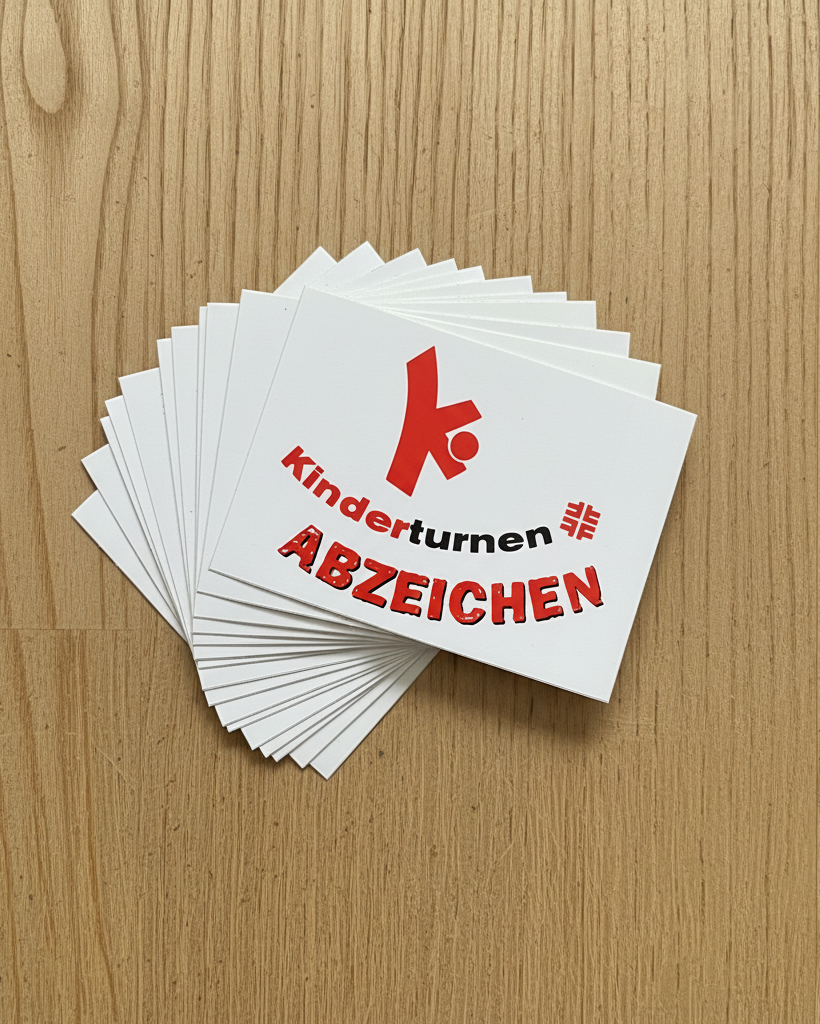 Sticker als Stapel auf Holzoberfläche