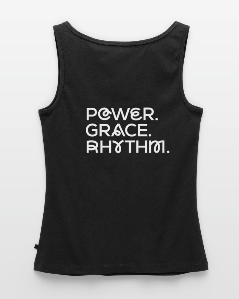 POWER. GRACE. RYTHM. -  Frauen Bio Tank Top - Schwarz