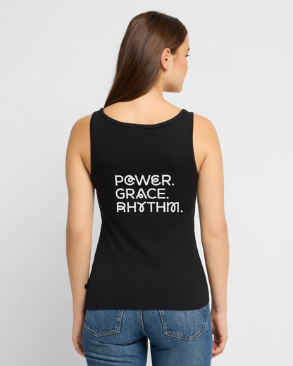 POWER. GRACE. RYTHM. -  Frauen Bio Tank Top - Schwarz