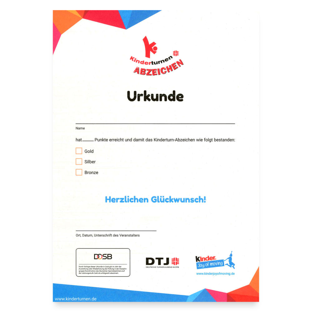 Urkunde Kinderturn-Abzeichen - Weiß