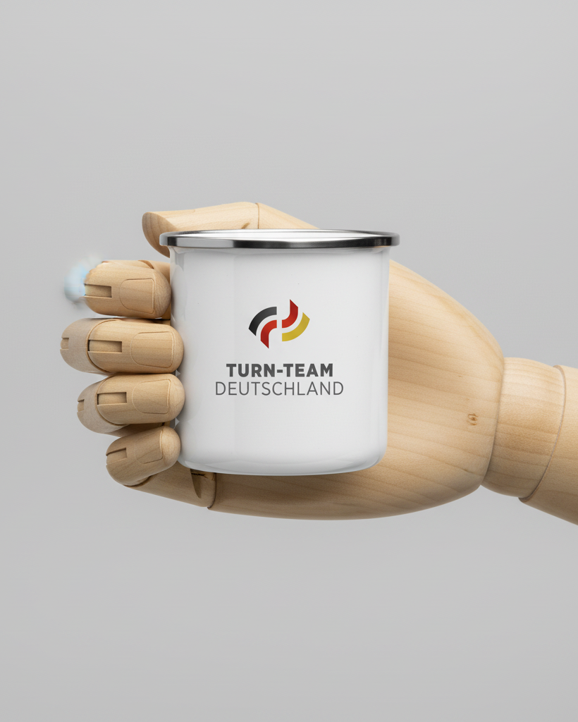 Turn-Team Deutschland Emaile Tasse - natürliche Haltung