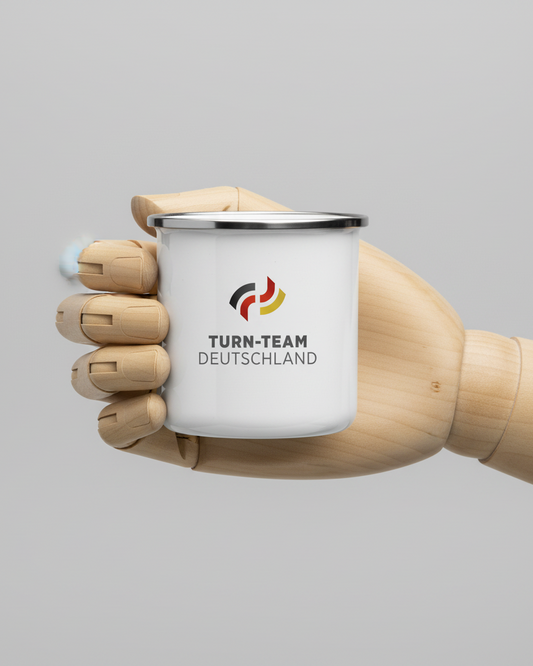 Turn-Team Deutschland Emaile Tasse - natürliche Haltung