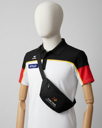 Turn-Team Deutschland Herren Poloshirt mit schwarzer Bauchtasche