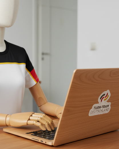 Turn-Team Deutschland Sticker auf Laptop mit HYLO Logo